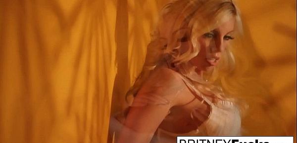  Sexy blonde in a retro tease and solo